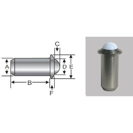 S & W MANUFACTURING Press Fit Ball Nose, Stnd, Nyl Bll, 0.375" SSWPFN10-6B